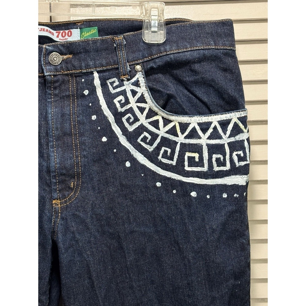 Carrera Jeans 700 Dark Wash Denim Bermuda Shorts Mid Rise Size 40 Hand Painted - Picture 2 of 11